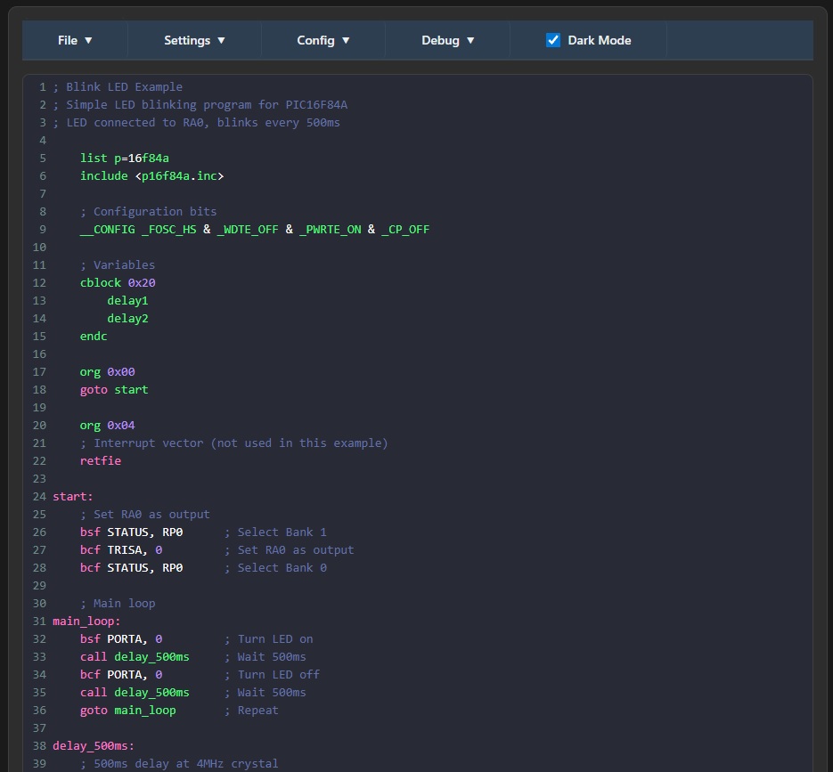 Code editor with syntax highlighting and line numbers